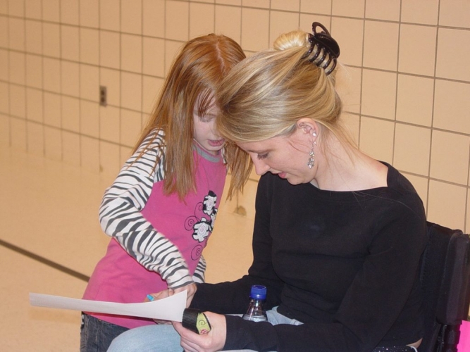 Gabe touches lives of many students across the country Gabe with student