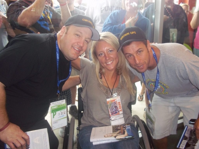 Gabe with actors Adam Sandler and Kevin James