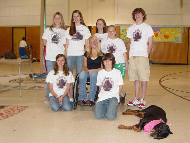 Gabe & Izzy with middle school students Gabe & Izzy with middle school students